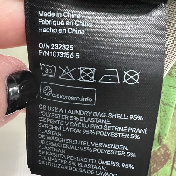 Green and Brown Sheer Long Sleeve Graphic Print Short Top - Picture 4 of 4